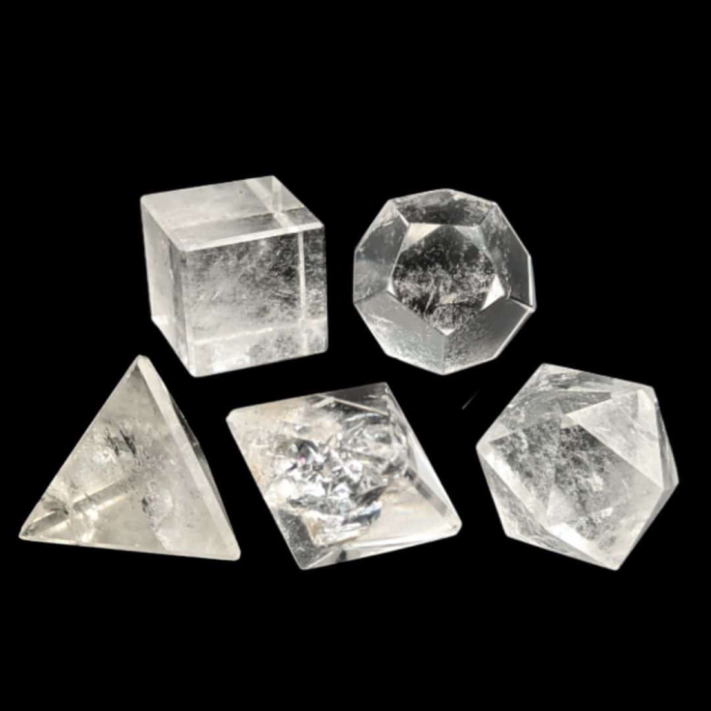 Les cinq Solides de Platon en cristal